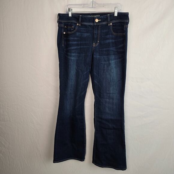 American Eagle Kick Boot Super Stretch Women's 16 Blue Dark Wash EUC4 - Picture 1 of 16